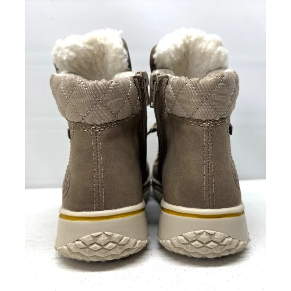 RIEKER Tex Ankle Boots Winter Sherpa Lined Womens EU 39 US 8 Side Zip